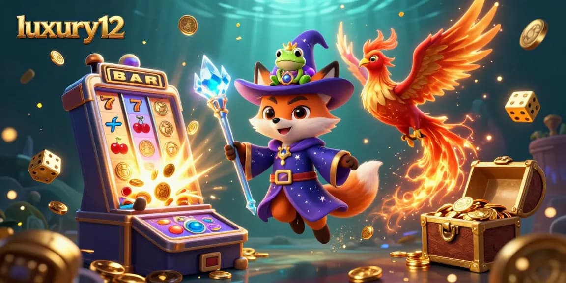 Experience the thrill of winning at luxury12 with a vibrant casino scene featuring magical characters and dynamic elements.