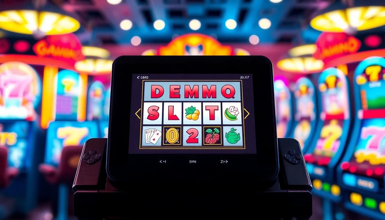 Menampilkan demo slot dengan antarmuka modern dan grafik permainan yang menarik di sekitarnya.