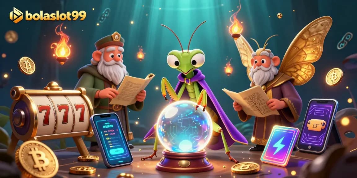 Engage in the exciting world of bolaslot99 with vibrant slot reels and mystical characters.