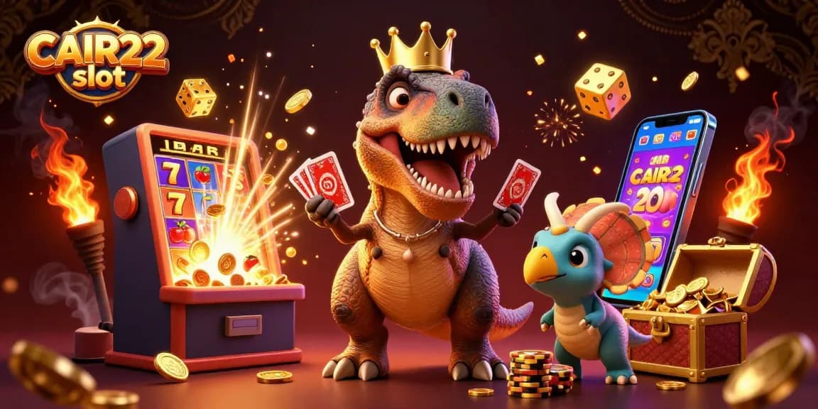 Experience thrilling wins with CAIR22 slot in a vibrant casino scene featuring colorful characters and dynamic game elements.