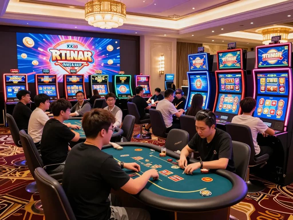Exciting players enjoying diverse gaming options on XX88's luxurious online casino.