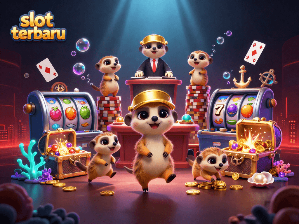 Experience the excitement of slot terbaru with a dynamic meerkat casino scene showcasing winning moments.