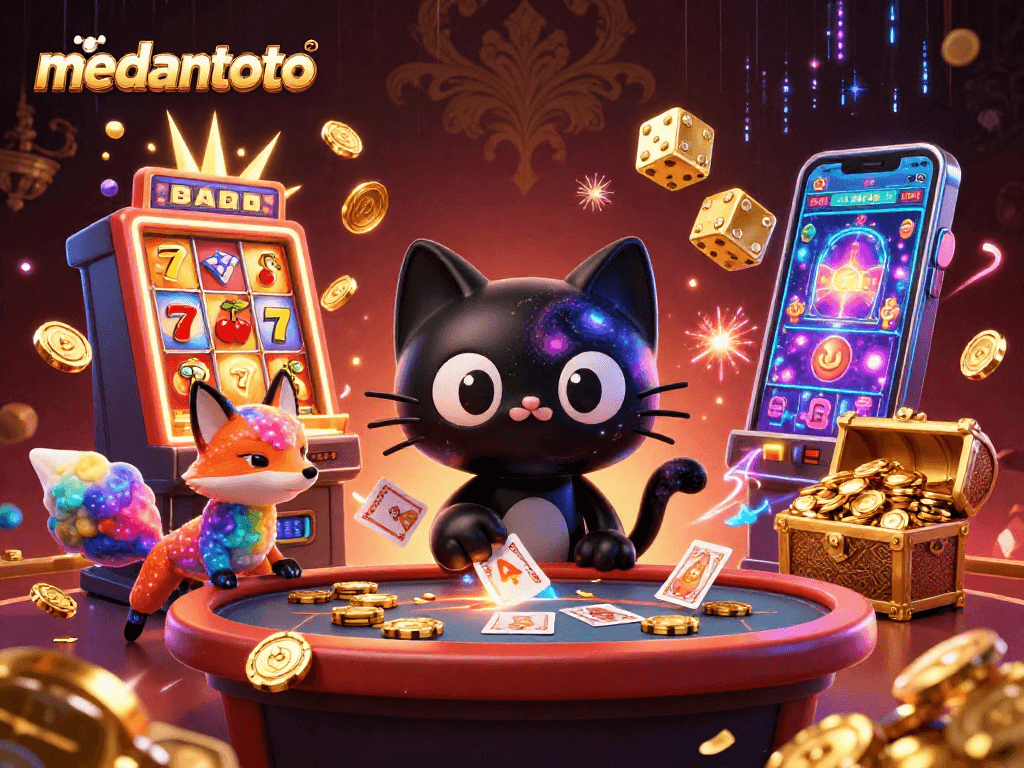 Genggam keberuntungan dengan medantoto dan lihat kucing lubang hitam menarik chip emas di kasino.