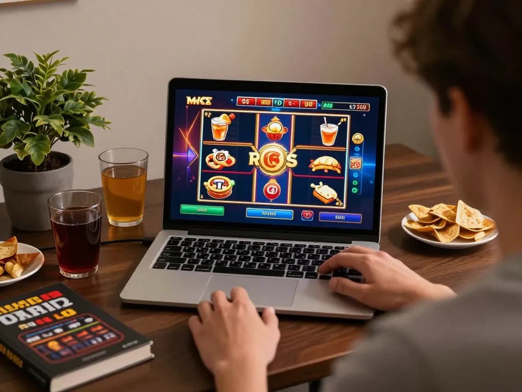 Engaging online gameplay with mpo500 slot machines and personal gaming setup.