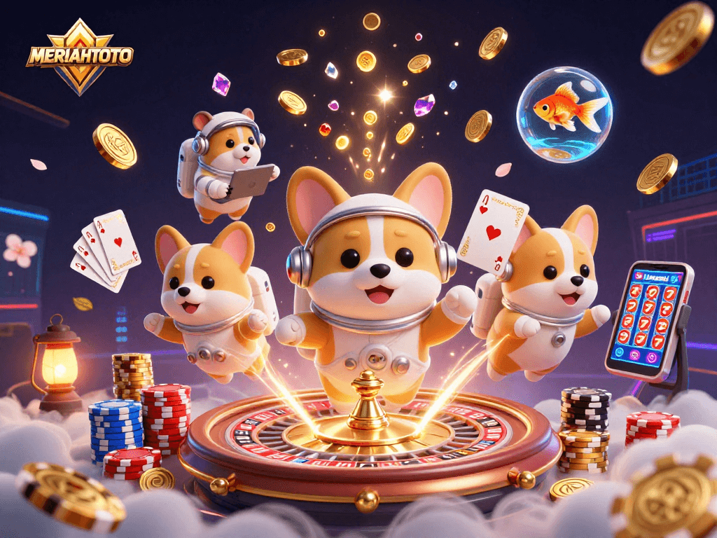 Bermain di MERIAHTOTO dengan koin emas dan kartu royal flush di kasino luar angkasa yang mengagumkan.