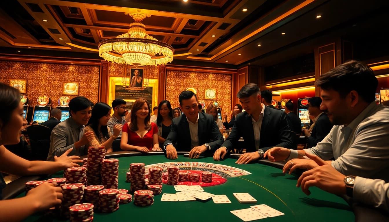 Experience the thrill of gambling while Kể truyện ma at a vibrant casino table filled with excited players and stakes.