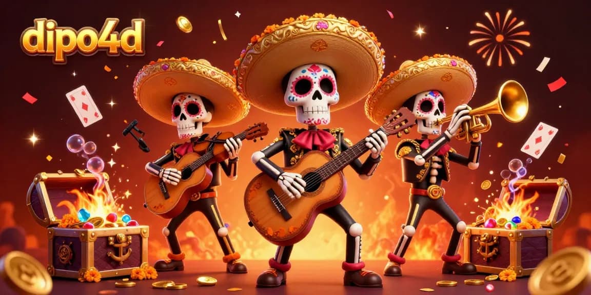 Experience fast-paced gambling action with dipo4d in this vibrant 3D illustration featuring a mariachi band.