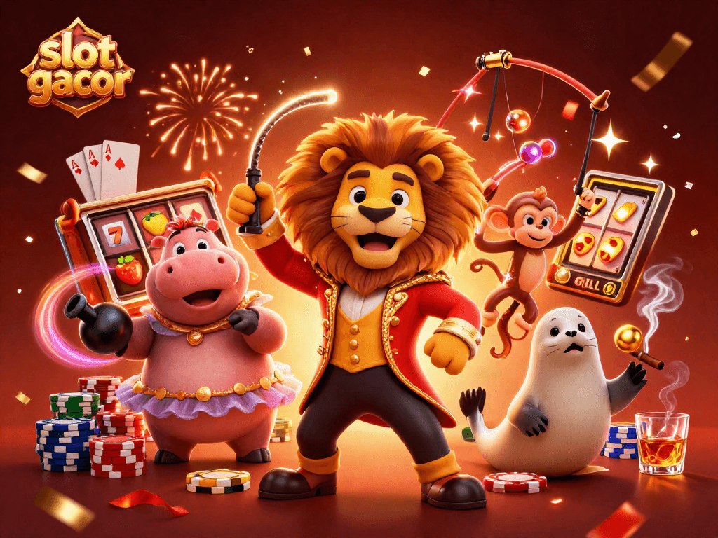 Slot gacor dengan karakter kartun kasino menarik yang menciptakan suasana kemenangan.