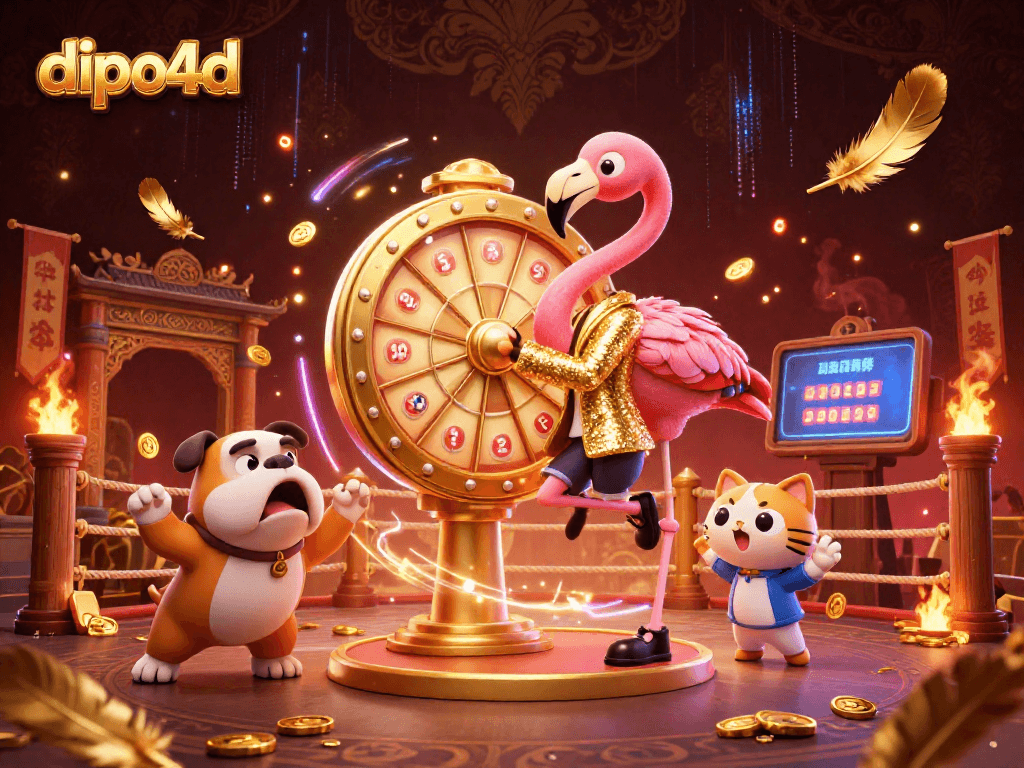 Engage in thrilling betting action with dipo4d through a vibrant scene of a game show host and exciting elements