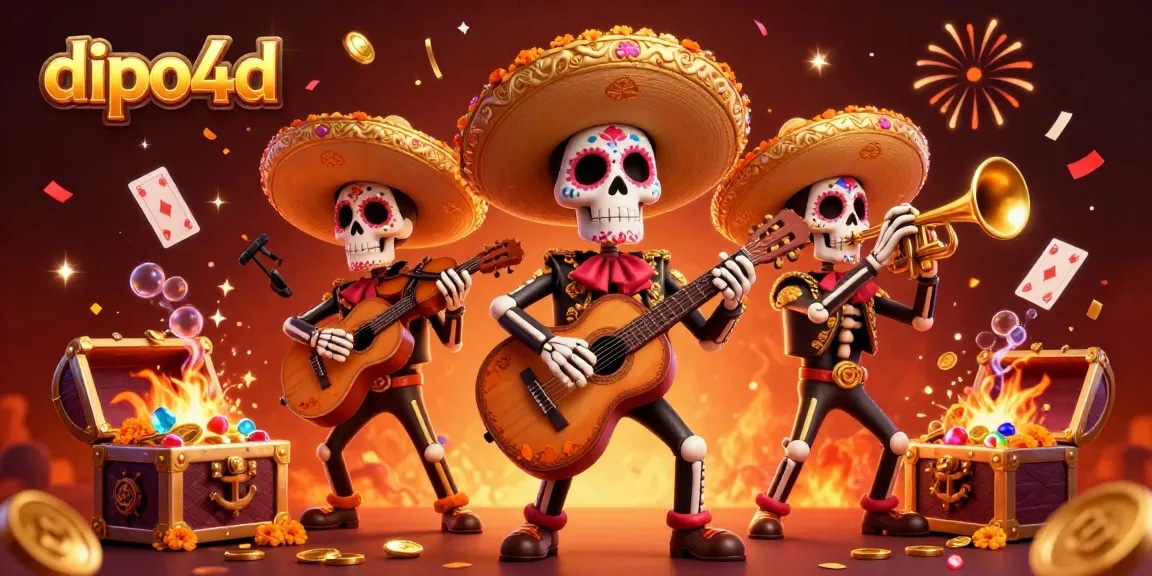 Experience fast-paced gambling action with dipo4d in this vibrant 3D illustration featuring a mariachi band.