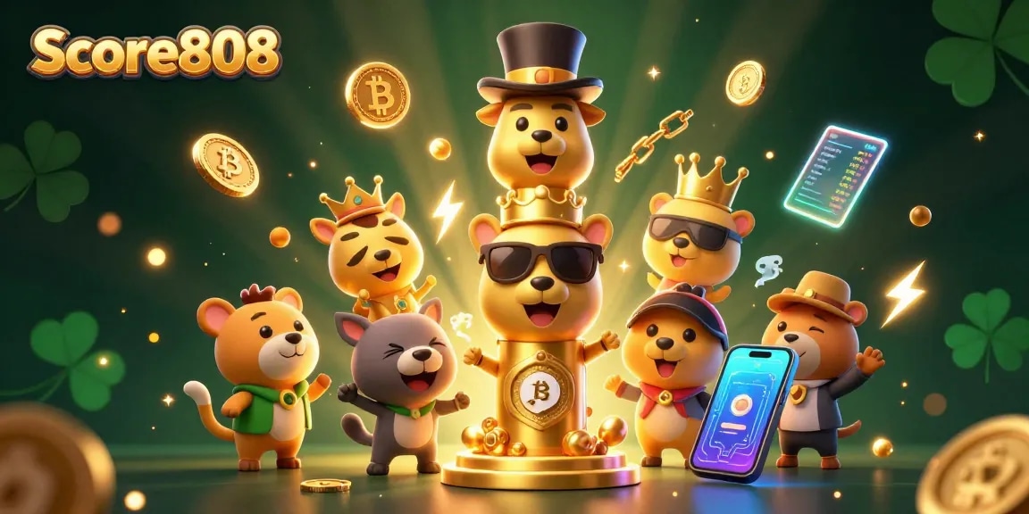 Experience dynamic betting with Score808's golden totem and crypto elements, highlighting vibrant casino action.