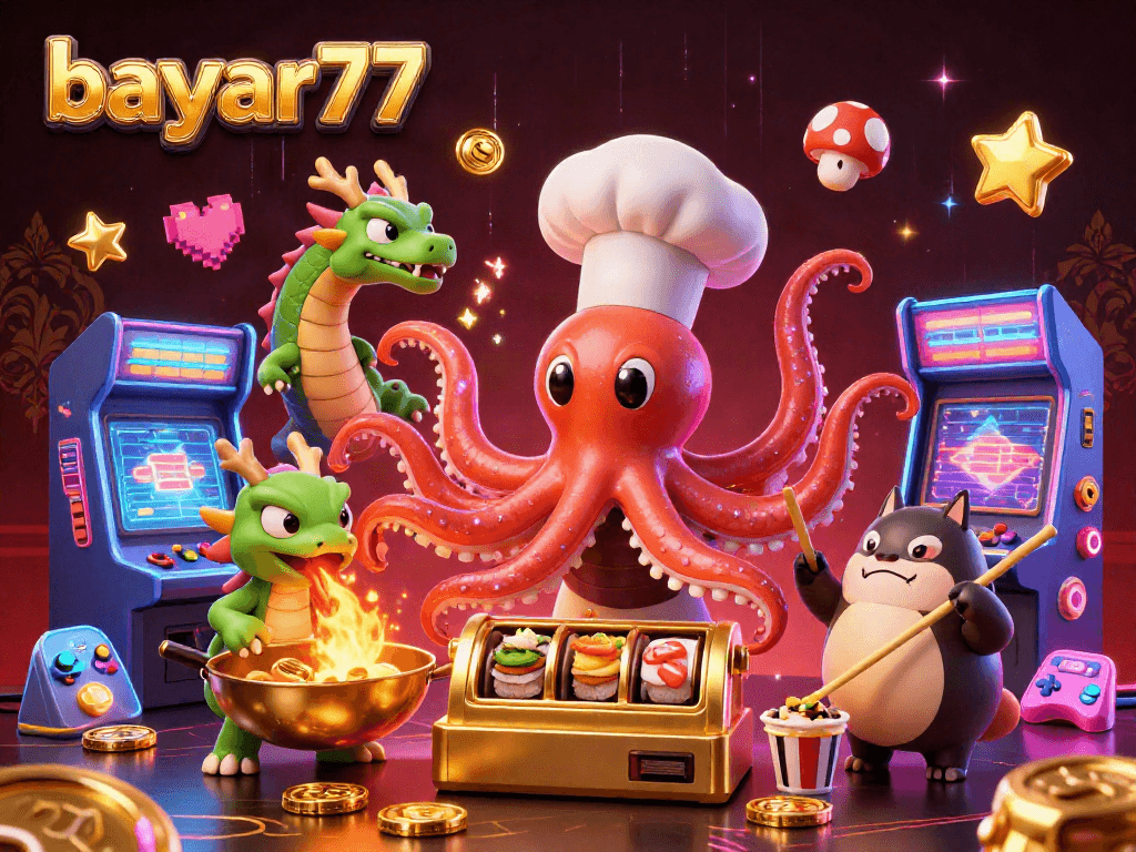 Bayar77 menghadirkan pengalaman bermain game dengan ikon slot yang menakjubkan dan karakter unik dalam suasana kasino.