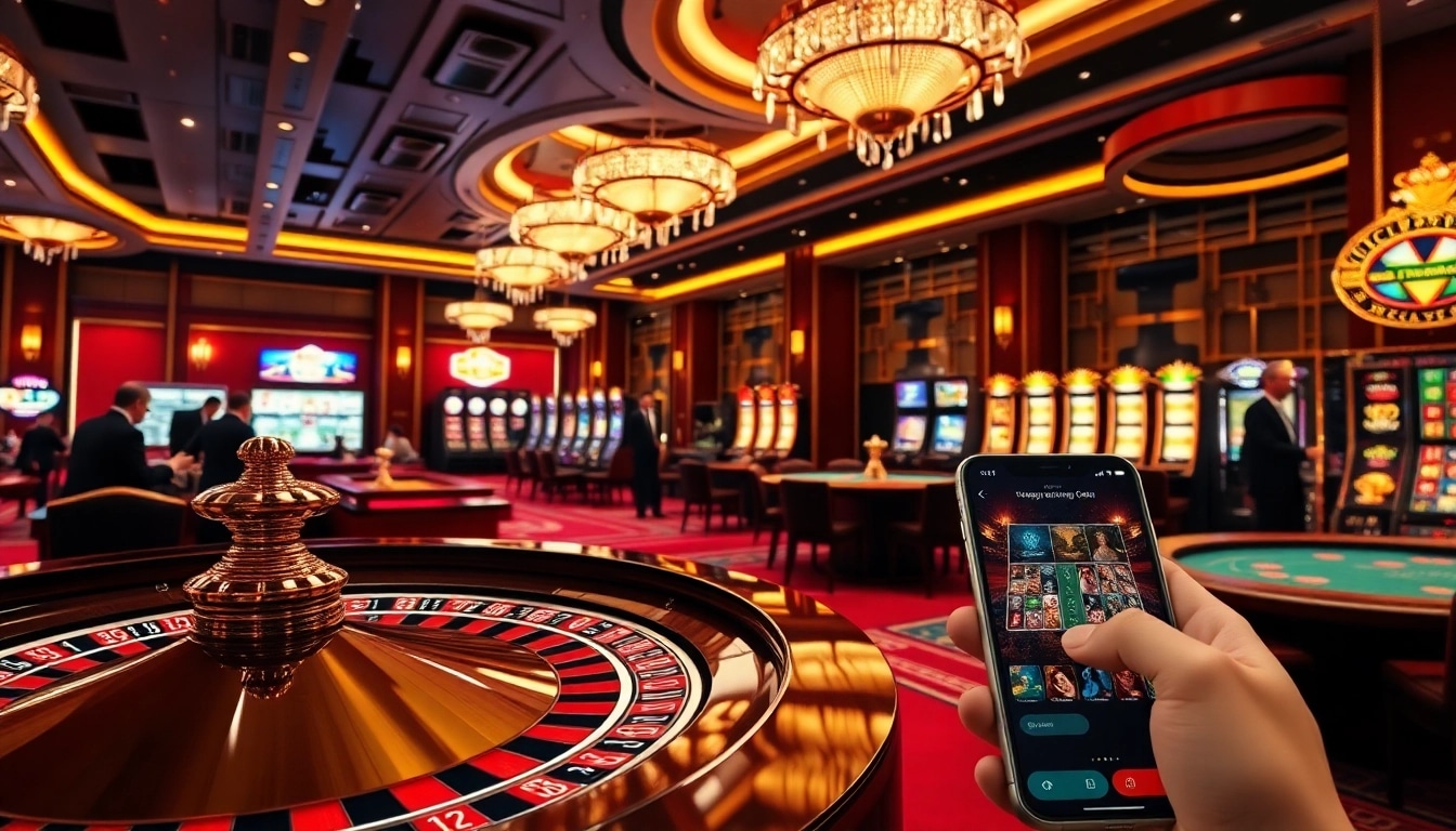 Experience thrilling online gambling at https://na777unduh.com with vibrant casino visuals showcasing roulette and poker.