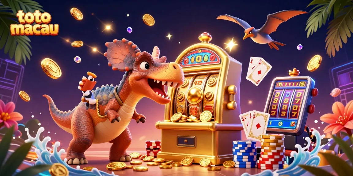 Slot jackpot sensasi di toto macau dengan pteranodon, pachycephalosaurus, dan ankylosaurus.