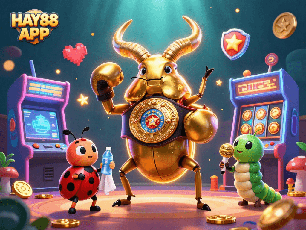Experience thrilling gaming with the HAY88 APP showcasing unique characters and vibrant casino elements.