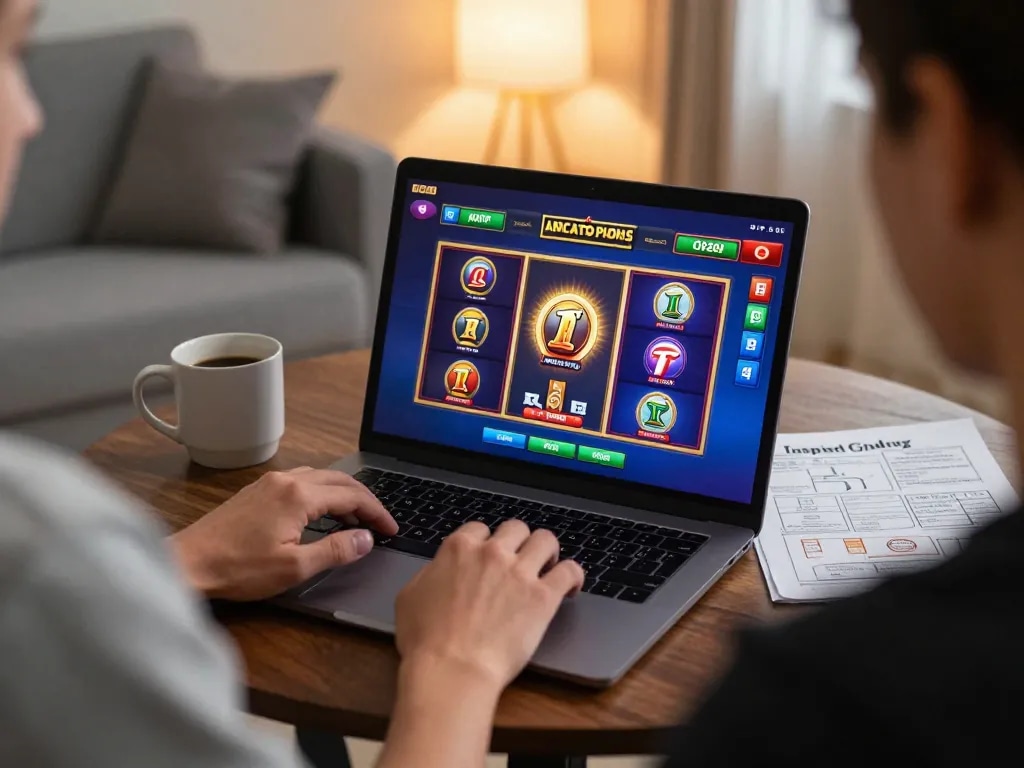 Bermain slot alternatif deluna4d di rumah dengan grafis yang cerah dan suasana yang santai.