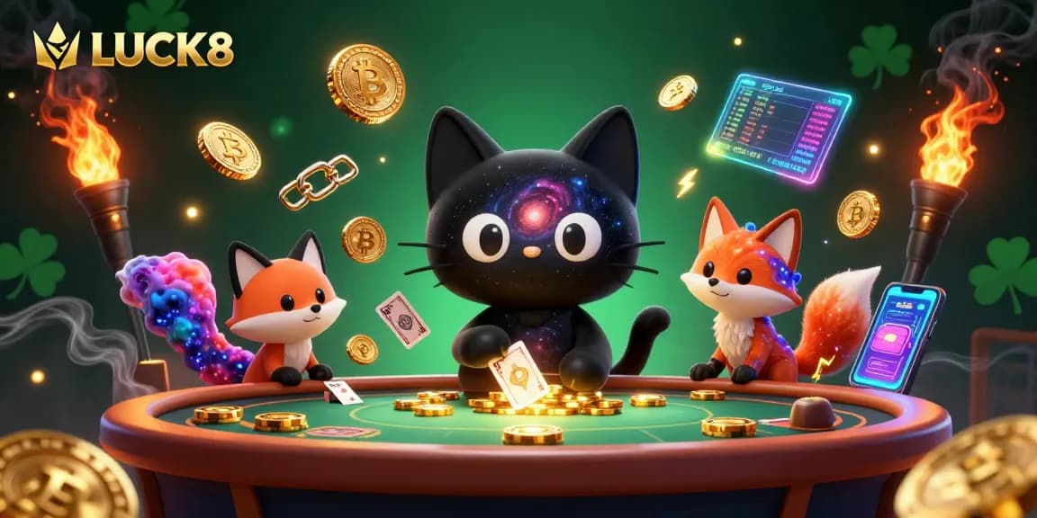 LUCK8 thu hút xu và thẻ vàng trong một sòng bạc không gian kỳ diệu.