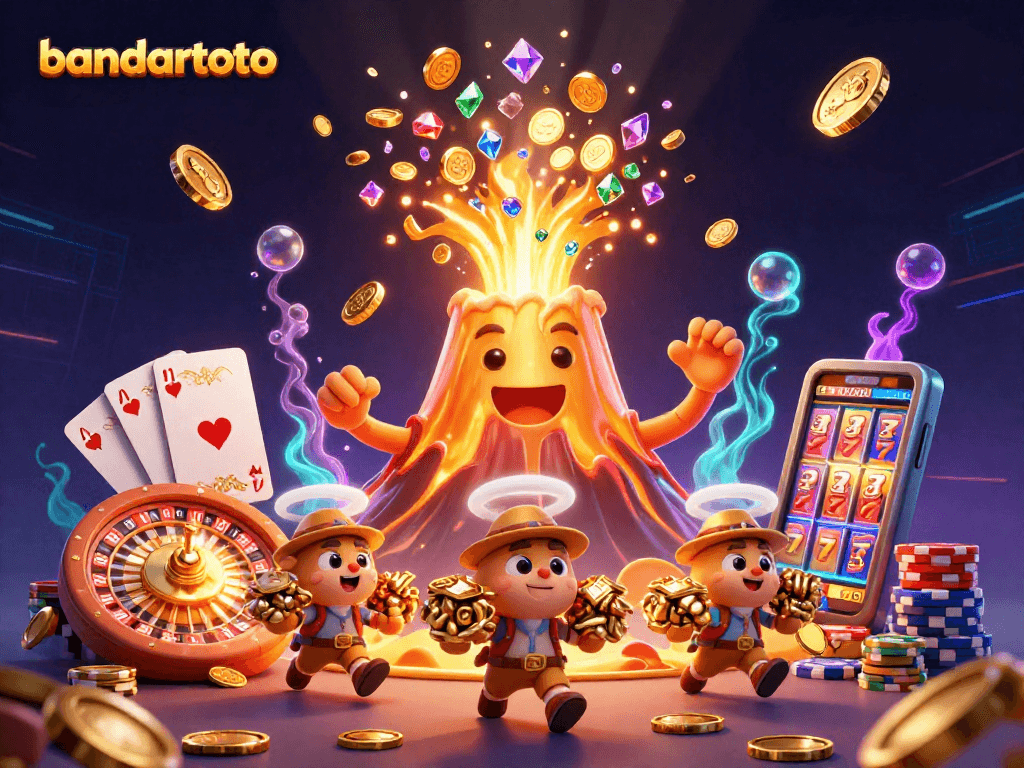 Experience bandartoto's thrilling casino action with golden treasures and lively characters in an enchanting 3D scene.