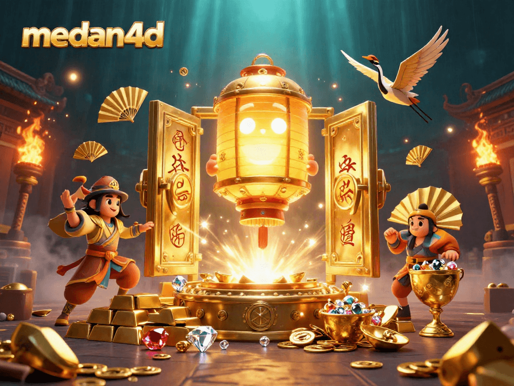 Medan4d menghadirkan suasana kasino yang megah dengan elemen keberuntungan dan cahaya emas.