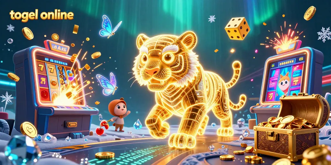 Tampilkan permainan togel online saat jackpot slot menyala dengan karakter energi emas yang bersinar.
