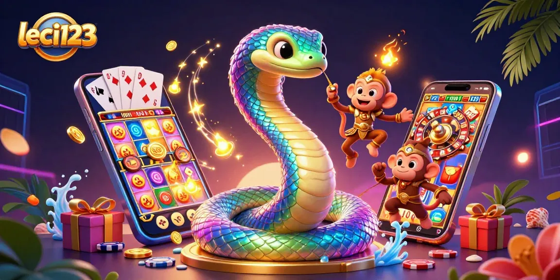 Rasakan keseruan bermain slot online di leci123 dengan ilustrasi ceria yang penuh warna.