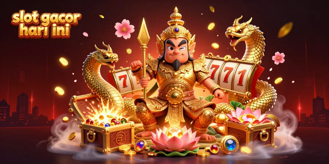Experience the thrill of slot gacor hari ini with vibrant colors and dynamic action-packed elements in this 3D digital illustration.