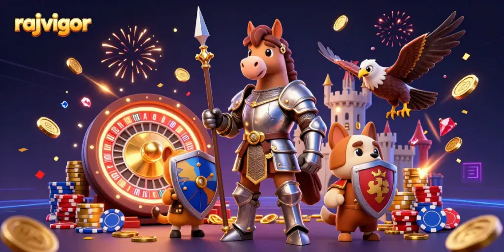 Engage with rajavigor's thrilling online gaming scene featuring knights, treasure, and excitement.