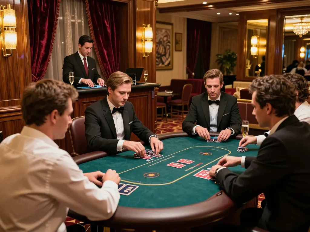 Agen Resmi players celebrating wins at an upscale casino VIP table under elegant lighting.
