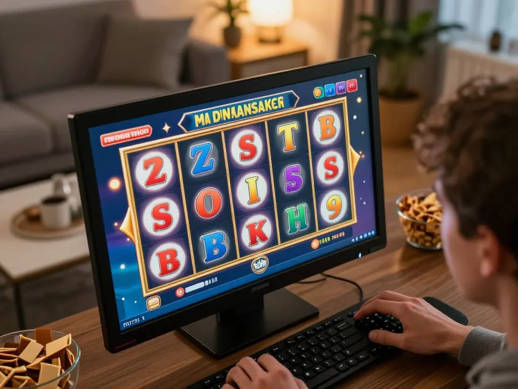 Bergabung dalam permainan slot online di hwg500 dengan gulungan berwarna dan gerakan tangan yang bersemangat.