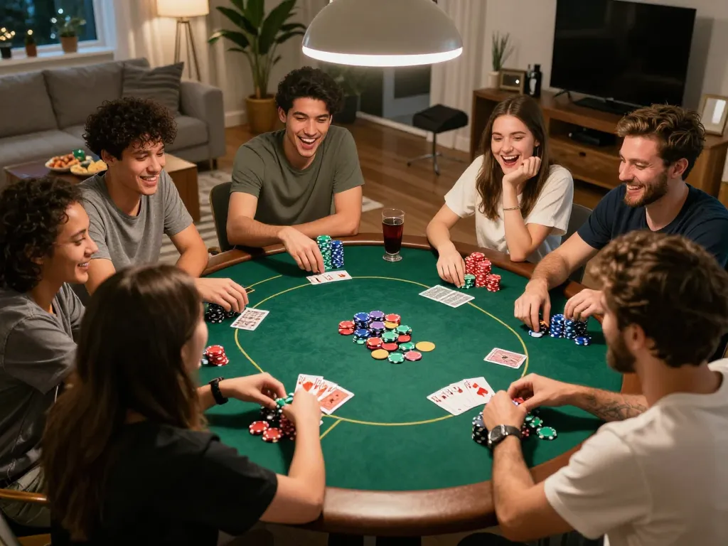LGO99 poker game night with friends enjoying chips and cards in a cozy atmosphere