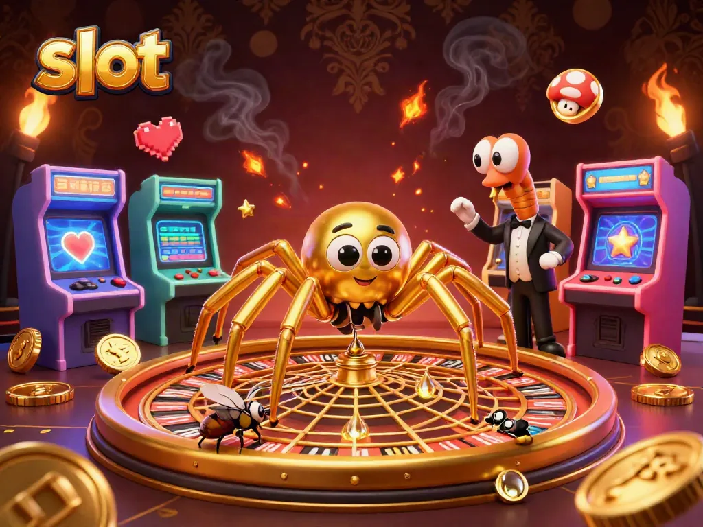 Spin the slot web for fortune with the golden spider and centipede croupier action!