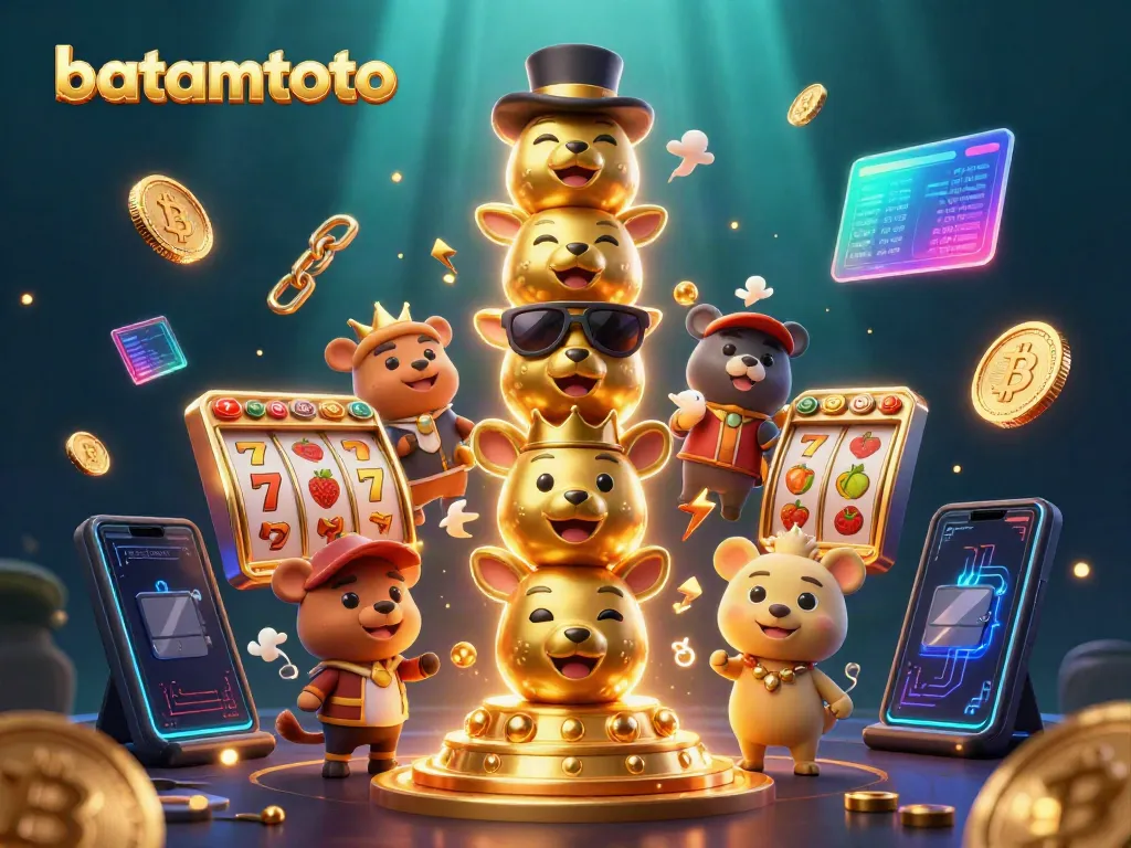 Engage with batamtoto's vibrant casino scene featuring a golden totem pole and dynamic gaming elements.