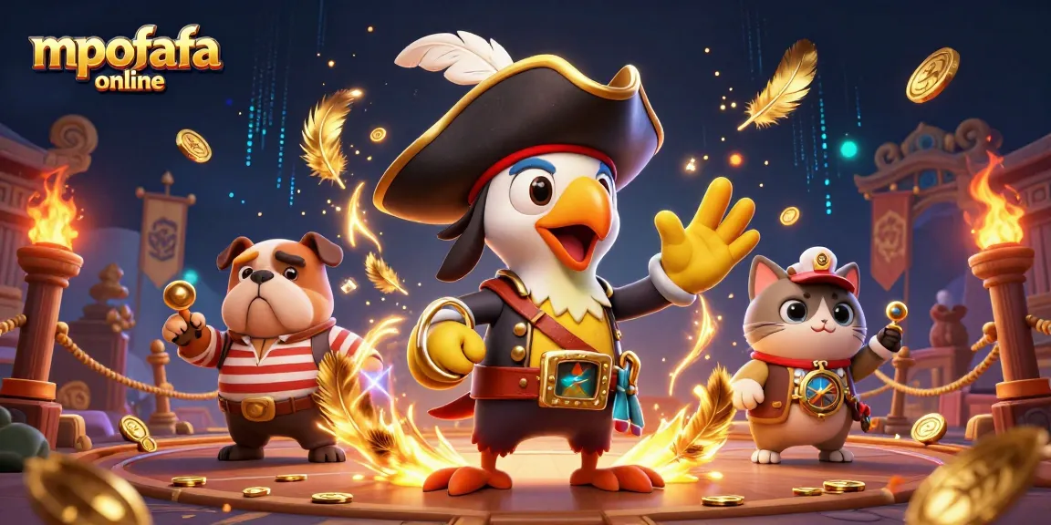 Engage with mpofafa online as pirate characters navigate a vibrant casino scene filled with action.