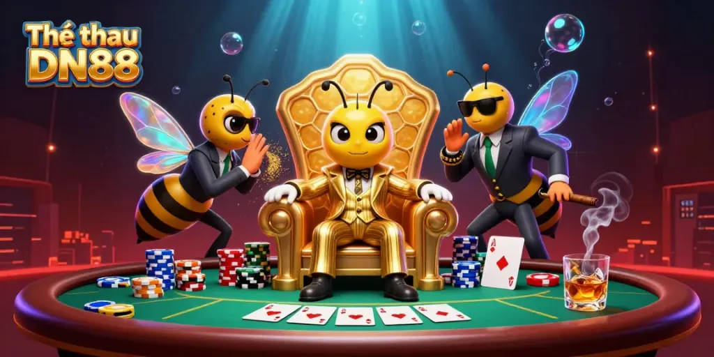 Engage in thrilling betting experiences with Thể thao DN88, featuring vibrant characters and gambling elements.