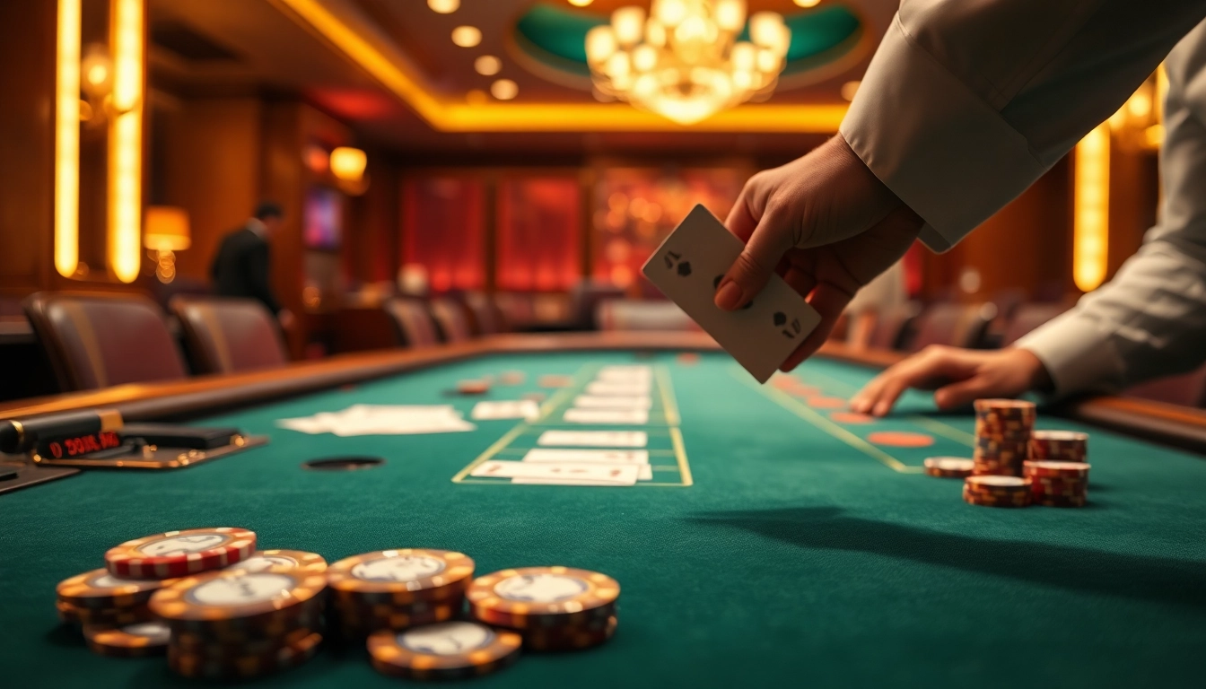 Wortel21 menunjukkan taruhan yang menarik di meja casino modern dengan kartu dan chip.