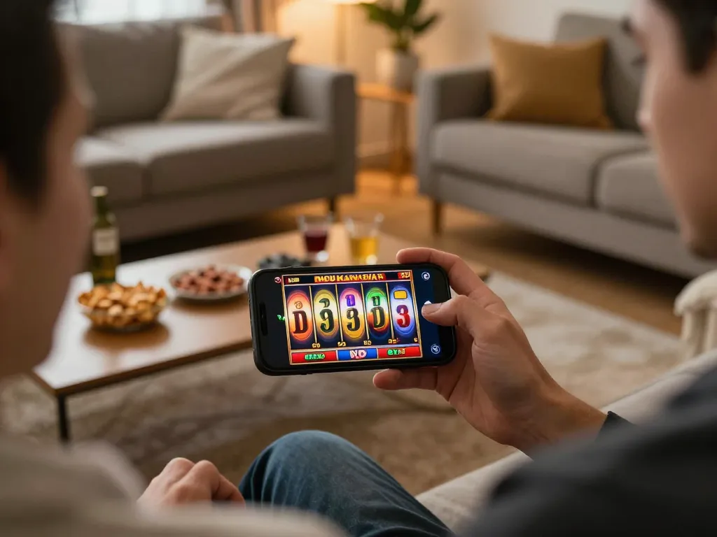 Experience situs slot gacor thrills on a smartphone in a cozy home gaming setup