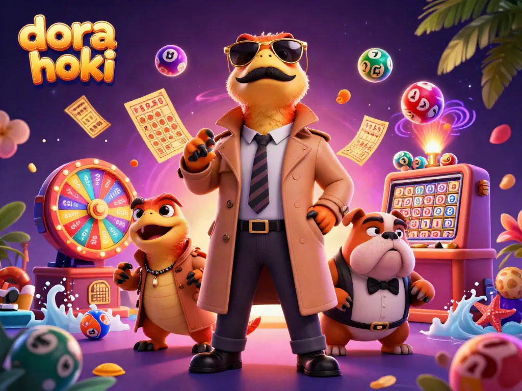 Bermain di dora hoki dengan slot gacor yang berwarna-warni dan suasana kasino yang meriah.