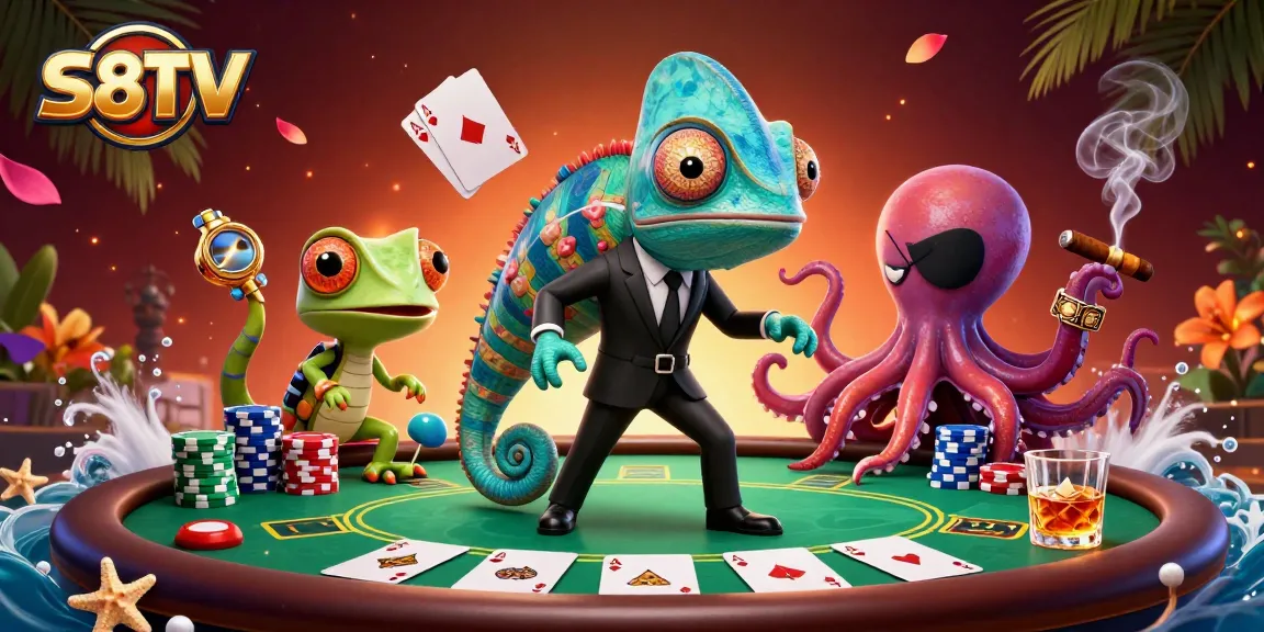 S8TV presents an exciting poker showdown with a chameleon agent, tech-gecko sidekick, and octopus villain.