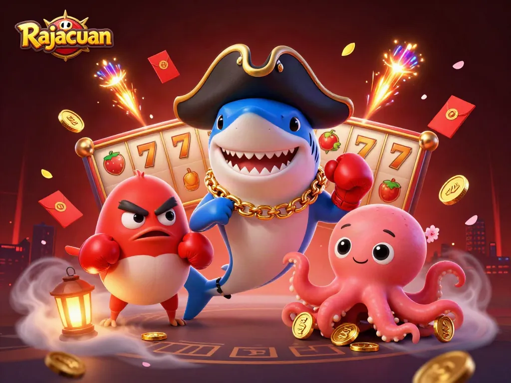 Engage with Rajacuan's exciting slot experience featuring dynamic characters and vibrant casino elements.