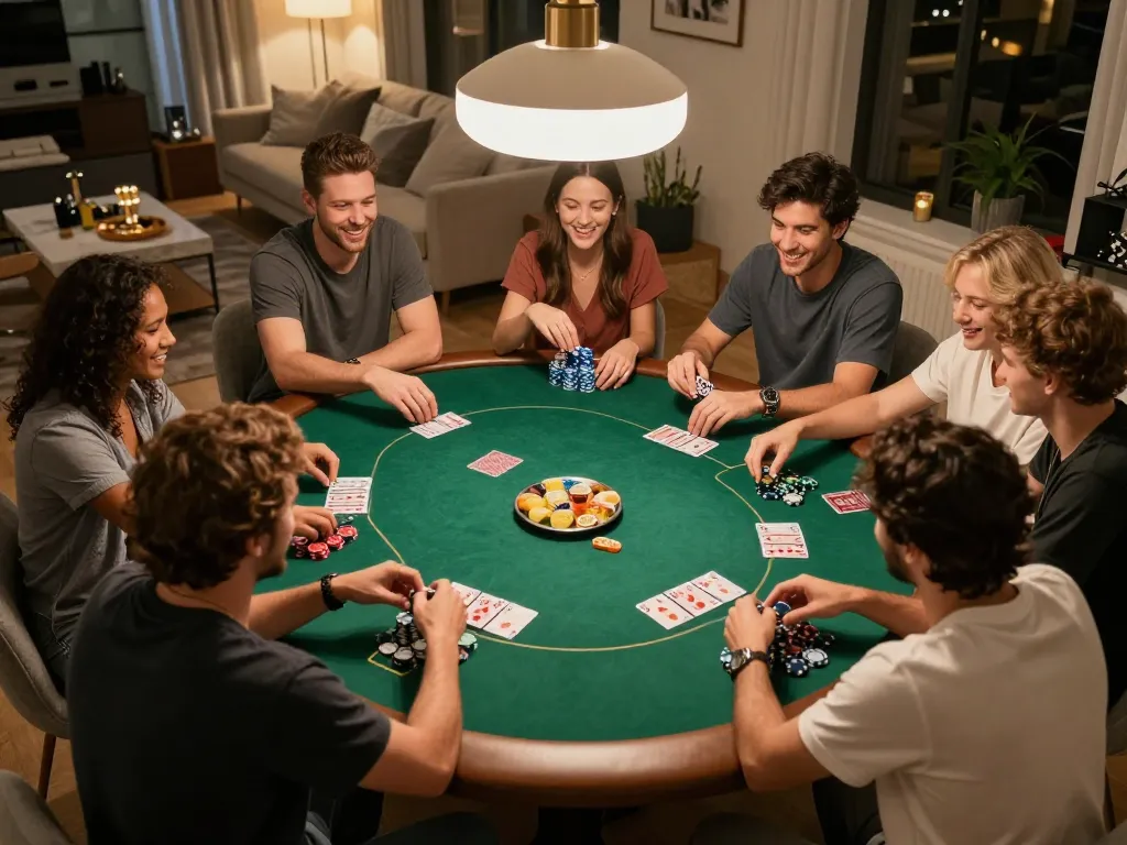 Malam poker di rumah yang menarik menunjukkan kegembiraan permainan alexis500 alternatif bersama teman-teman.