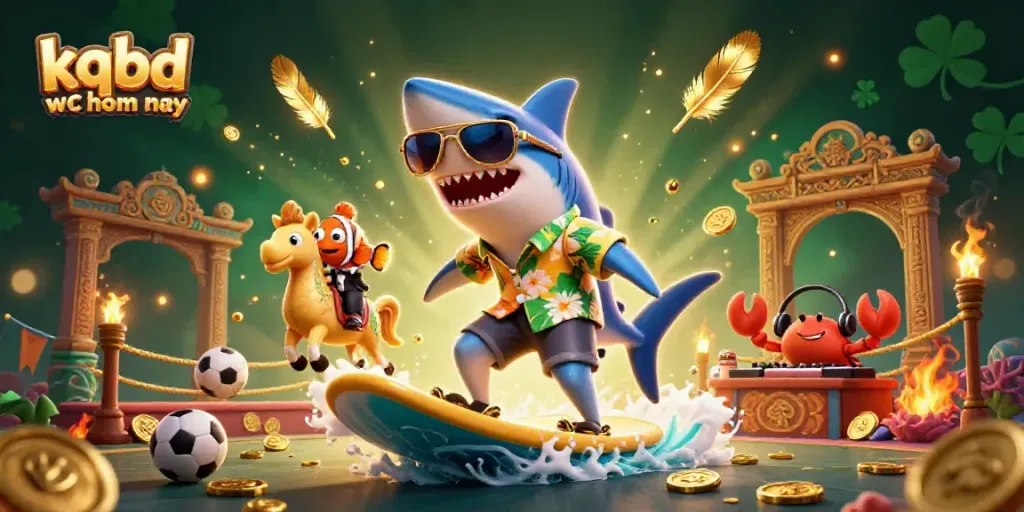 Engage with kqbd wc hom nay latest updates while enjoying a vibrant casino scene featuring a shark, clownfish, and crab DJ.