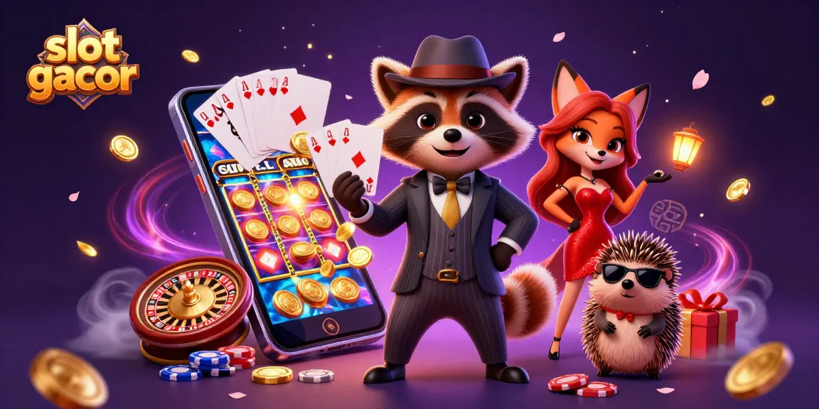 Experience the thrill of slot gacor with charming 3D characters in a lively casino scene.