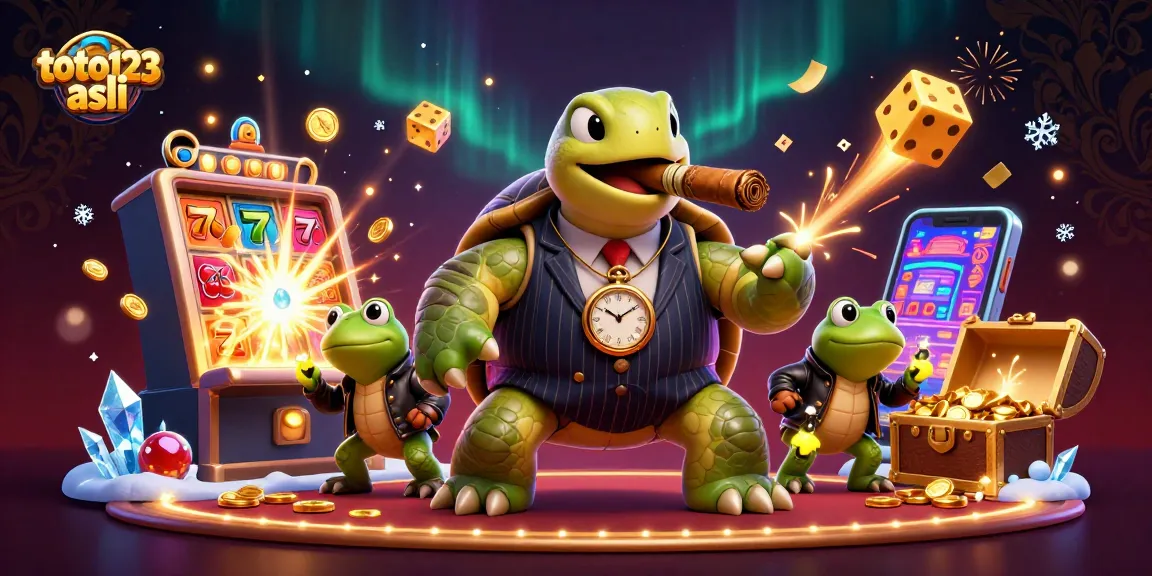 Spin for winning jackpots at toto123 asli, featuring vibrant casino action and dynamic characters.