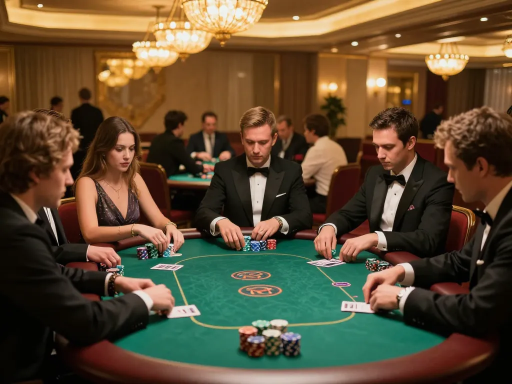 Players at cm88 poker table showcasing strategy and engagement in an upscale casino