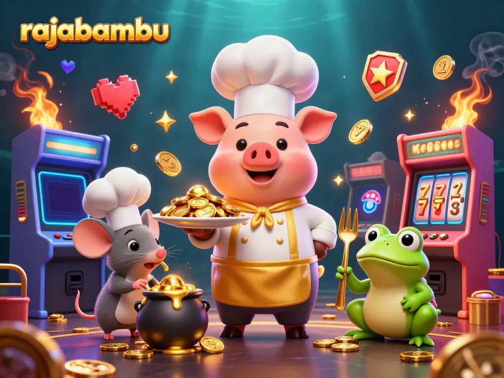 Rajabambu: Menikmati suasana kasino modern dengan beragam mesin slot dan karakter menarik.