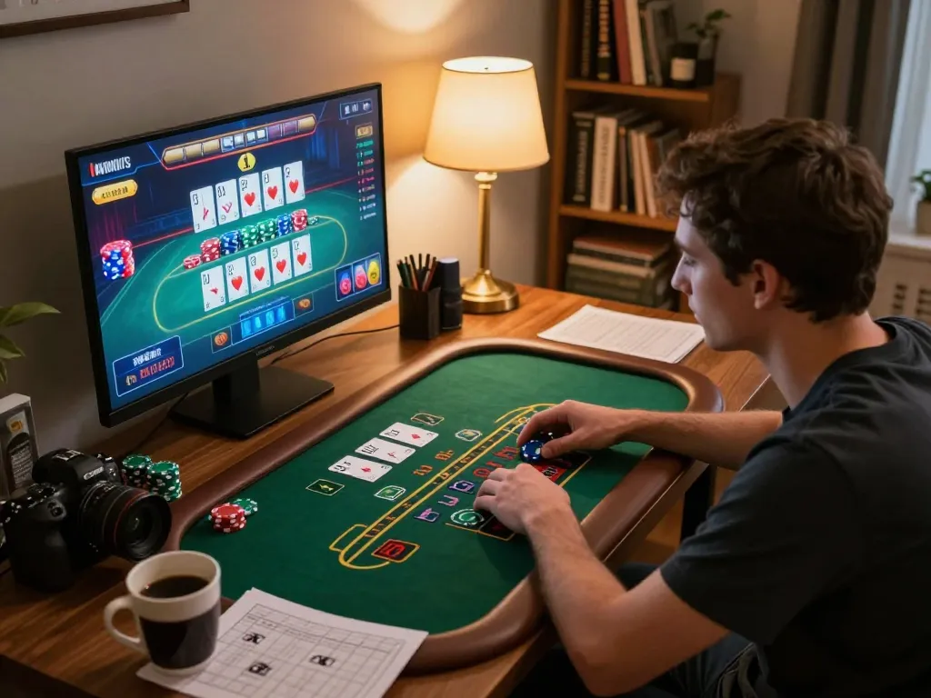 VA88 players engaged in a live dealer blackjack game at home, emphasizing strategy and immersive gaming