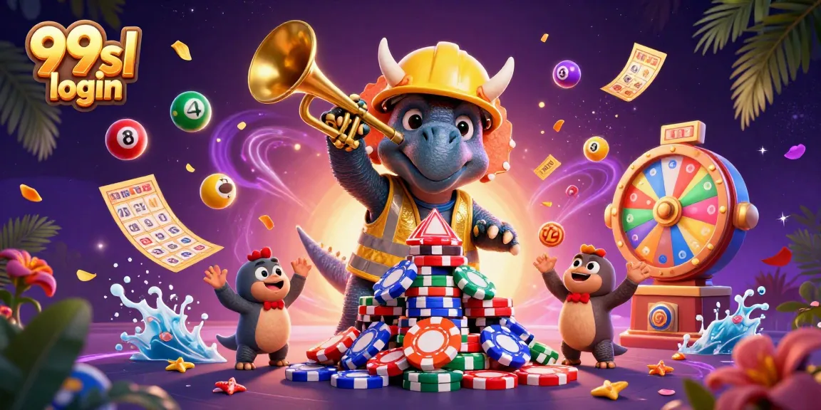 Experience seamless gaming with 99sl login as unique characters celebrate wins in a vibrant casino scene.
