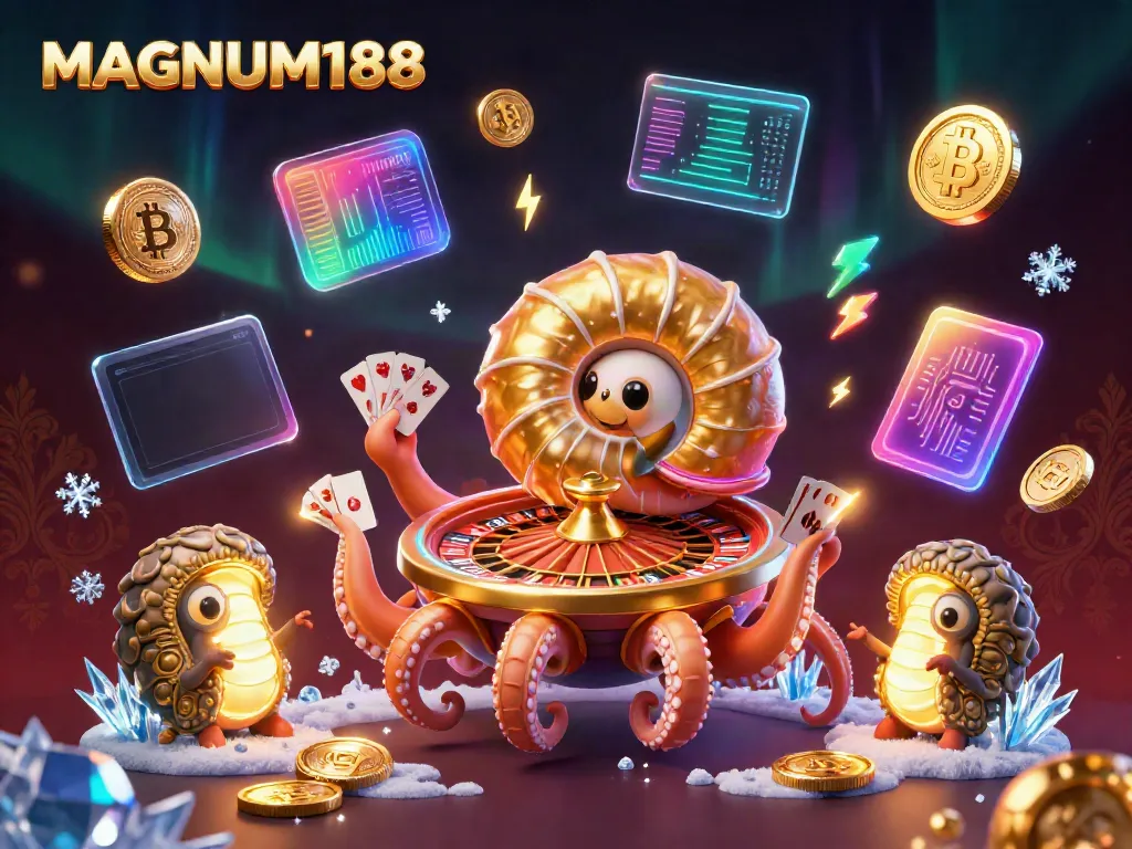 Play exciting games at MAGNUM188 with the ancient giant nautilus and glowing elements surrounding it.