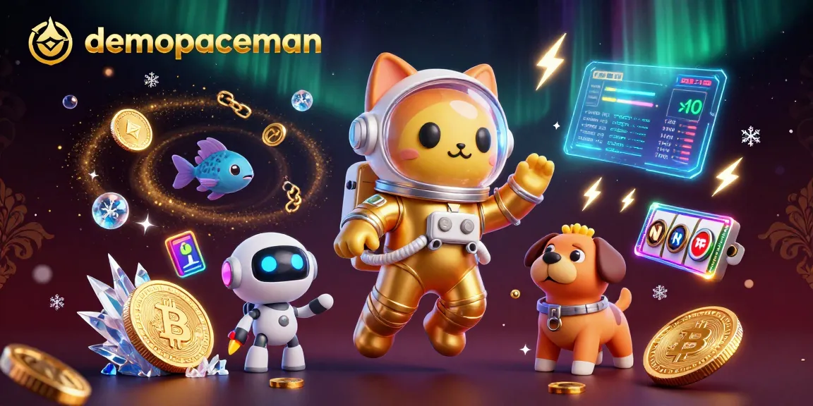 Play demo spaceman in a vibrant casino scene featuring an astronaut cat and slot elements.