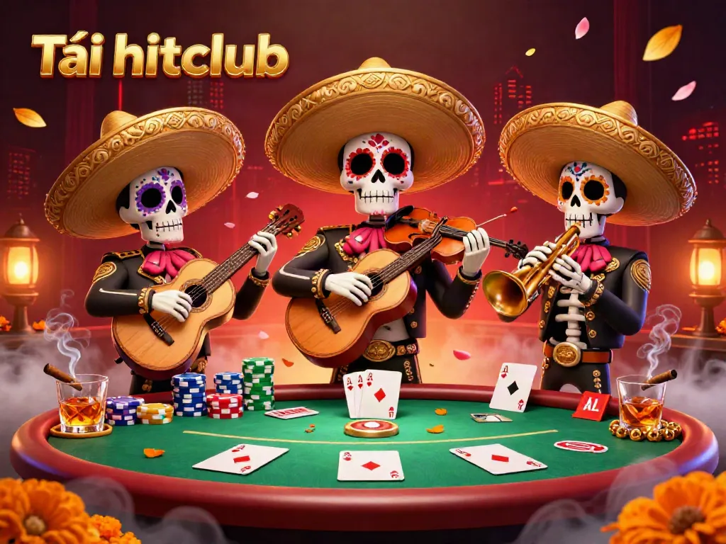Experience the thrill of Tải hitclub with a lively mariachi band in a vibrant poker scene.